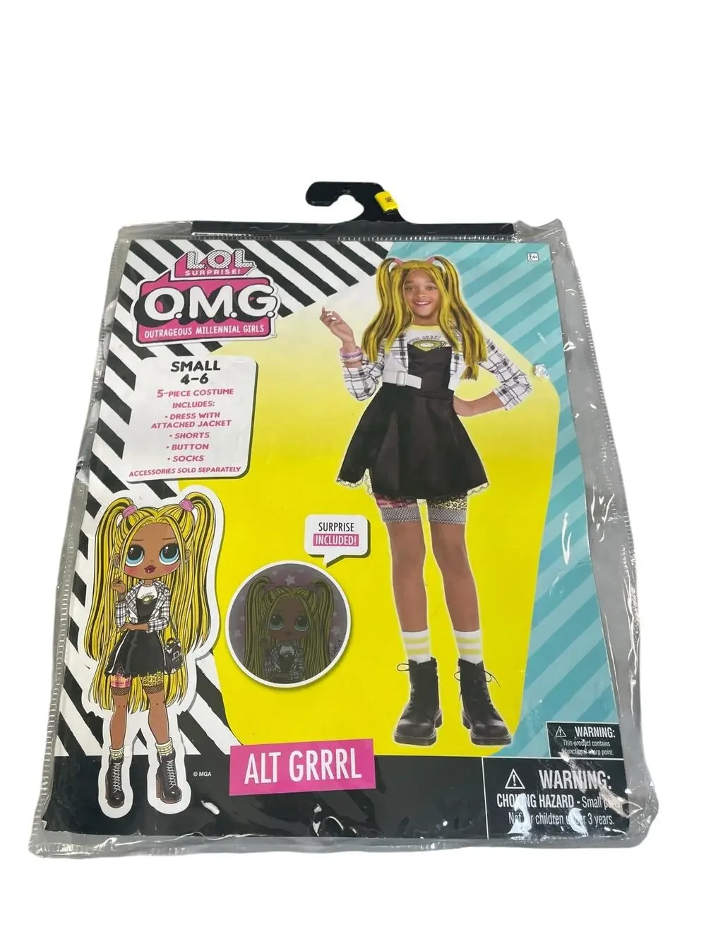 NWT L.O.L. O.M.G. Youth Girls Small 4-6 Alt Grrrl Halloween Costume 5 Pieces